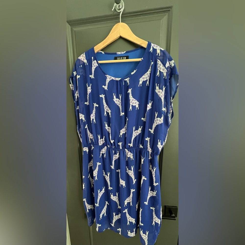 Blue Giraffe Print Dress